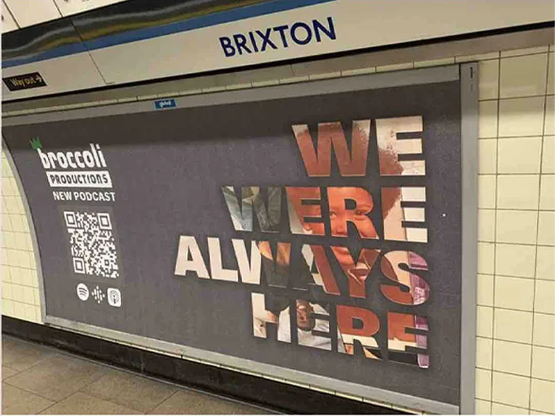 An example of QR code in use on tube display advertising